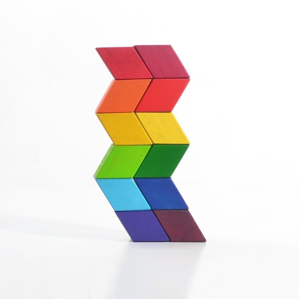 Shape Blocks Rombus Rainbow Rhombus Wooden Blocks – Chitrani