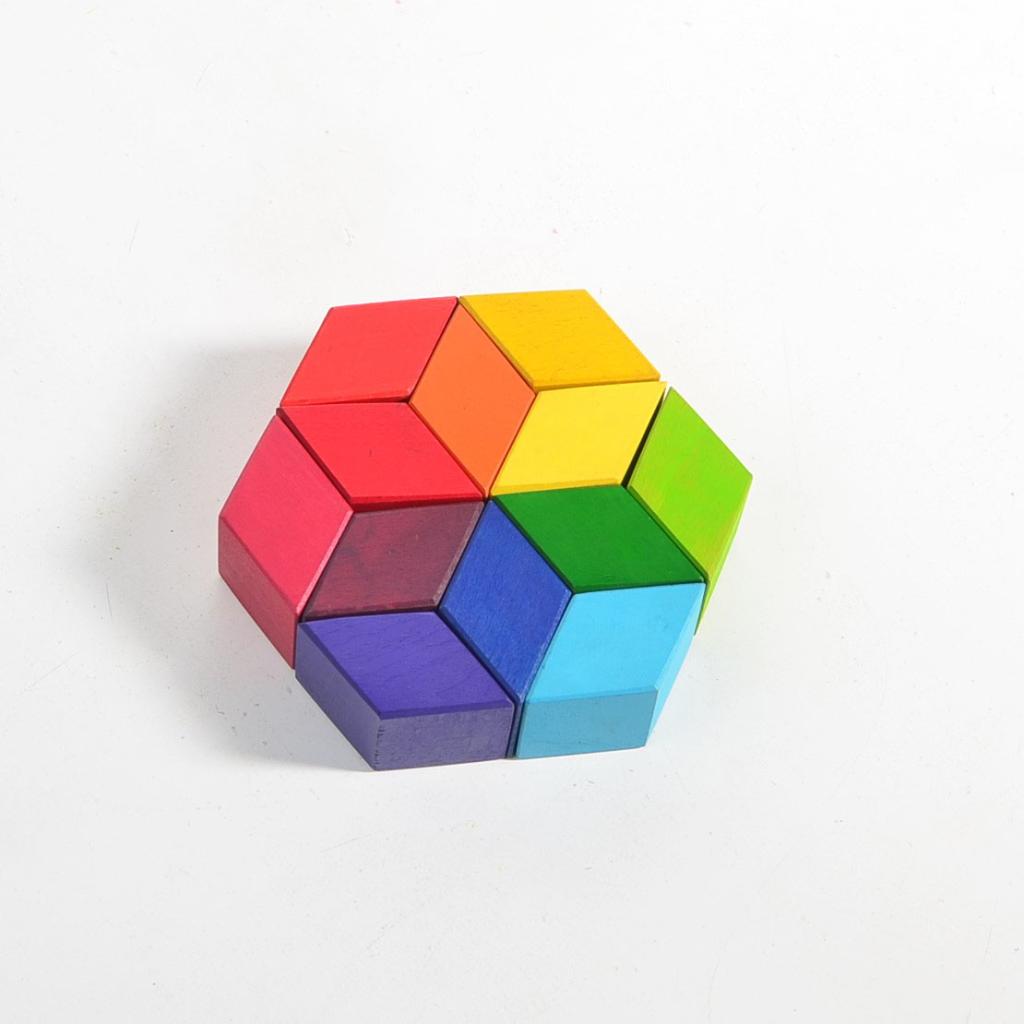 Shape Blocks Rombus Rainbow Rhombus Wooden Blocks – Chitrani